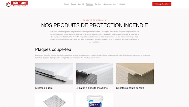 Présentation des produits Matherm