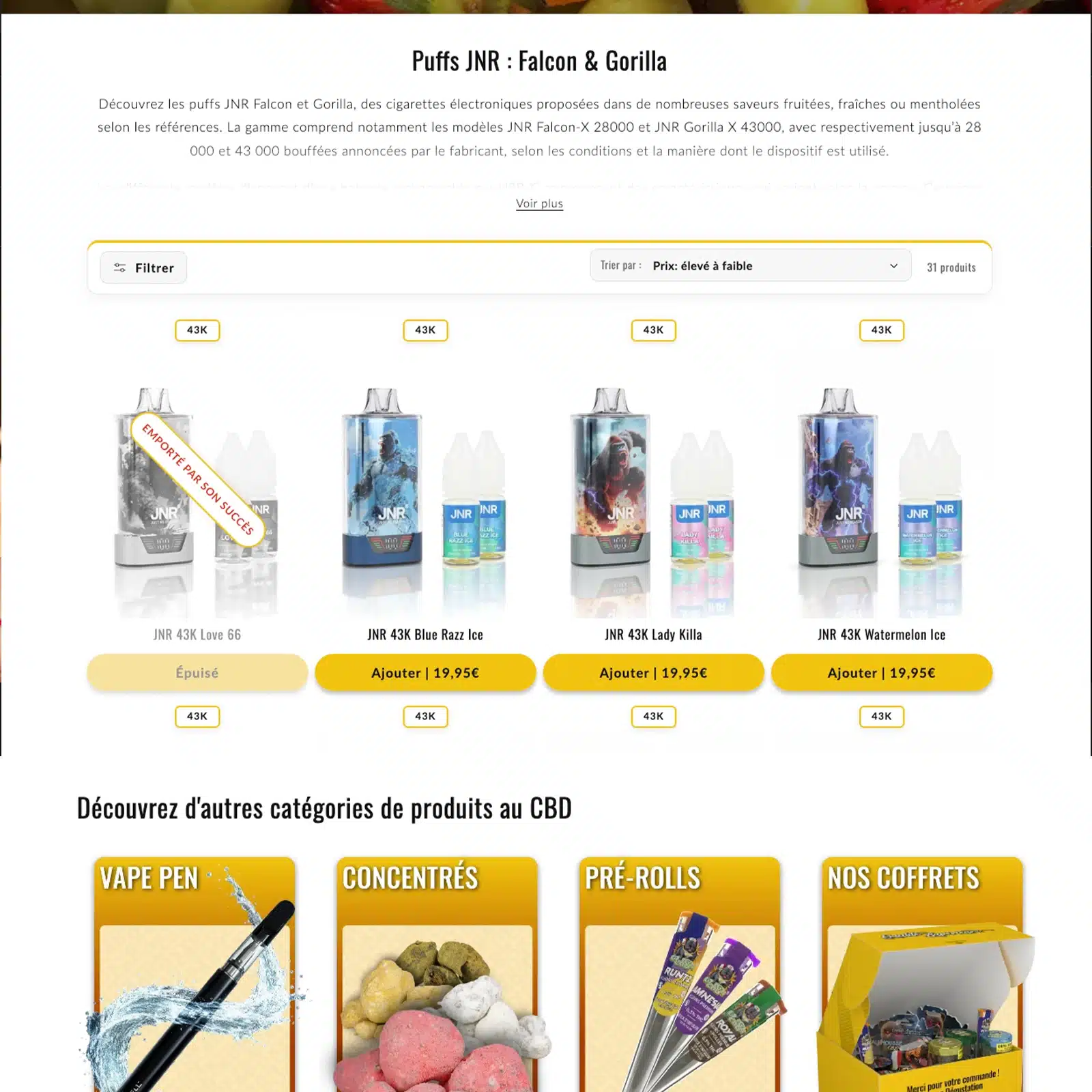 Aperçu des modifications apportées au site Shopify OXYG'N CBD lors de sa refonte