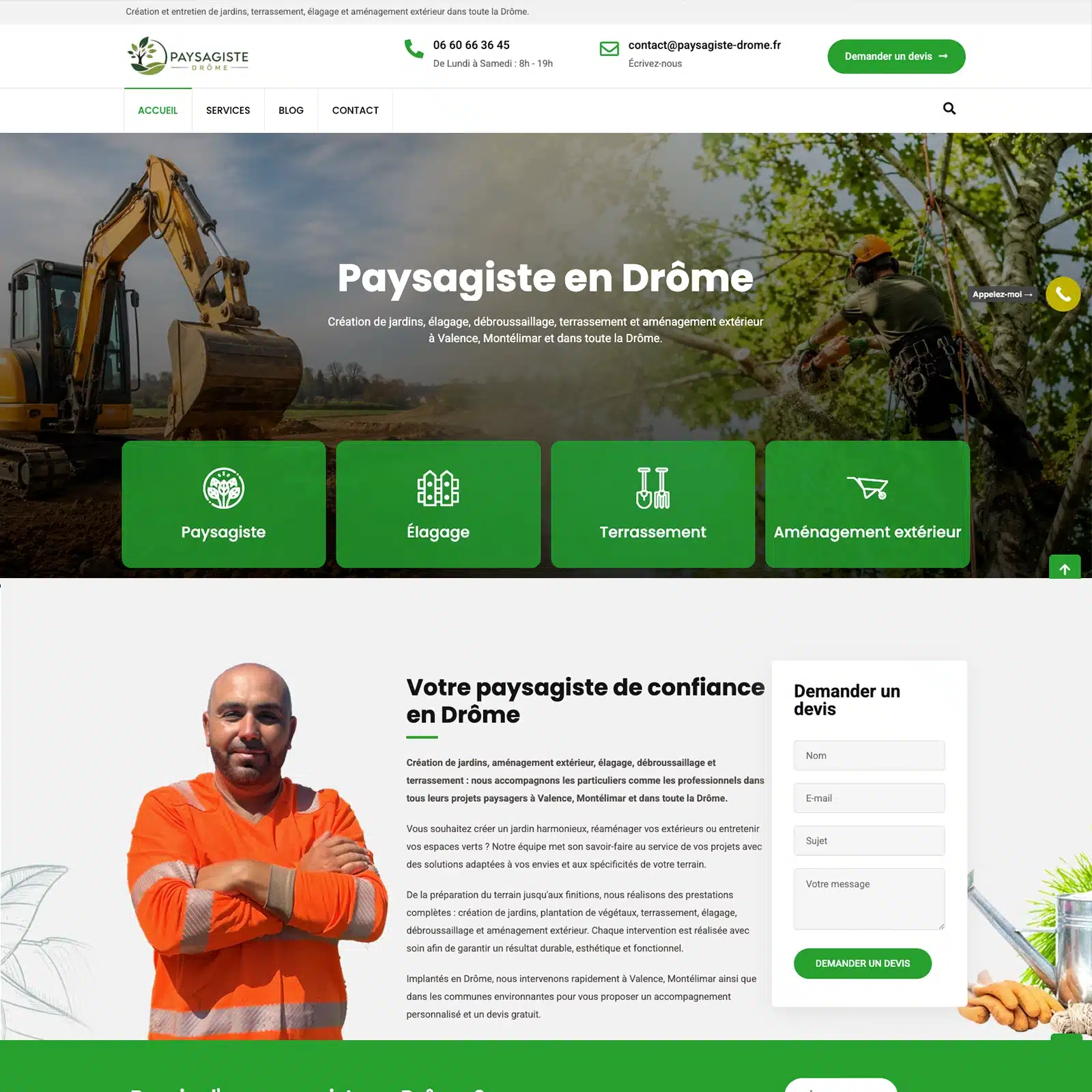 Aperçu du site WordPress Paysagiste Drôme conçu pour développer sa visibilité locale