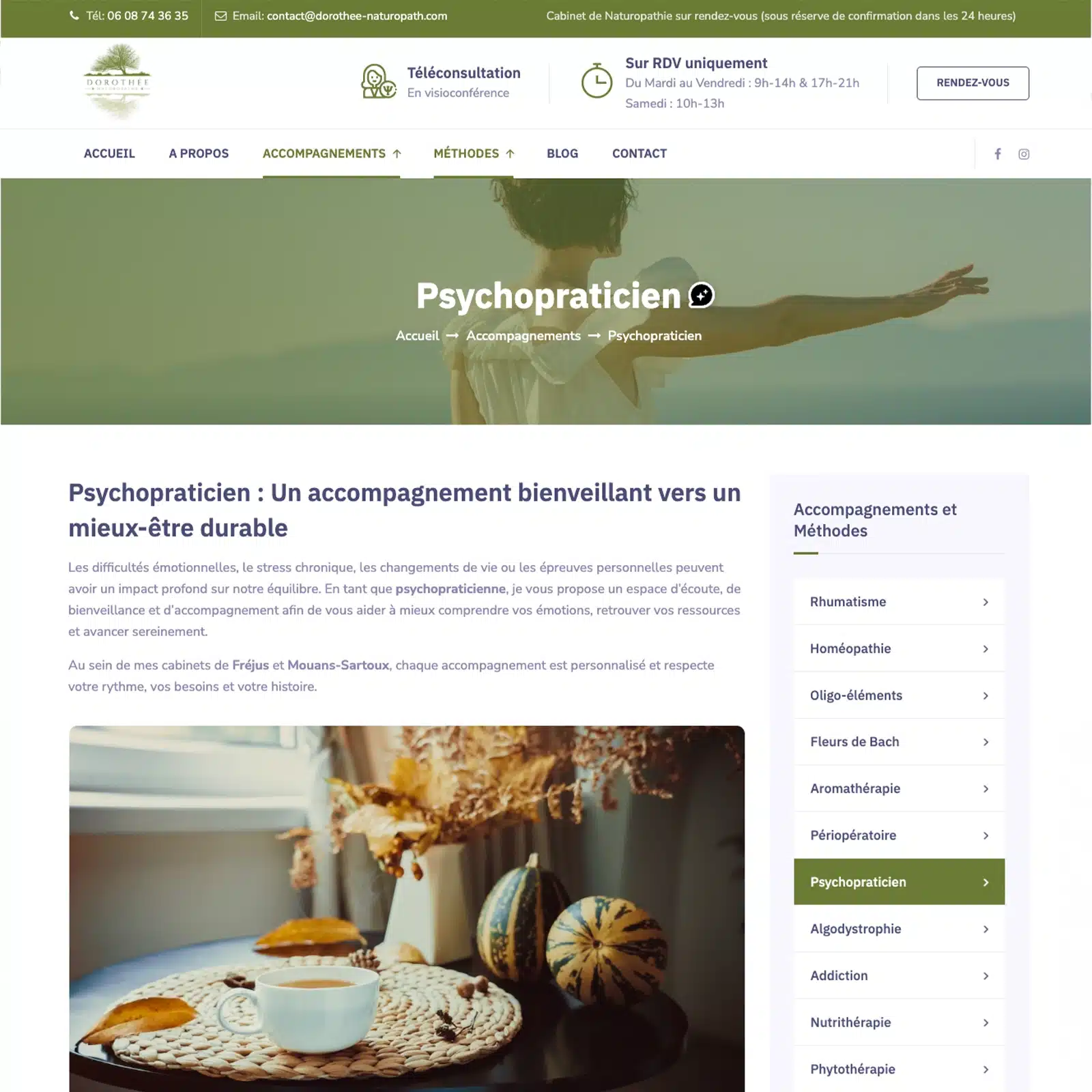 Aperçu du site WordPress de Dorothée Naturopathe à Fréjus